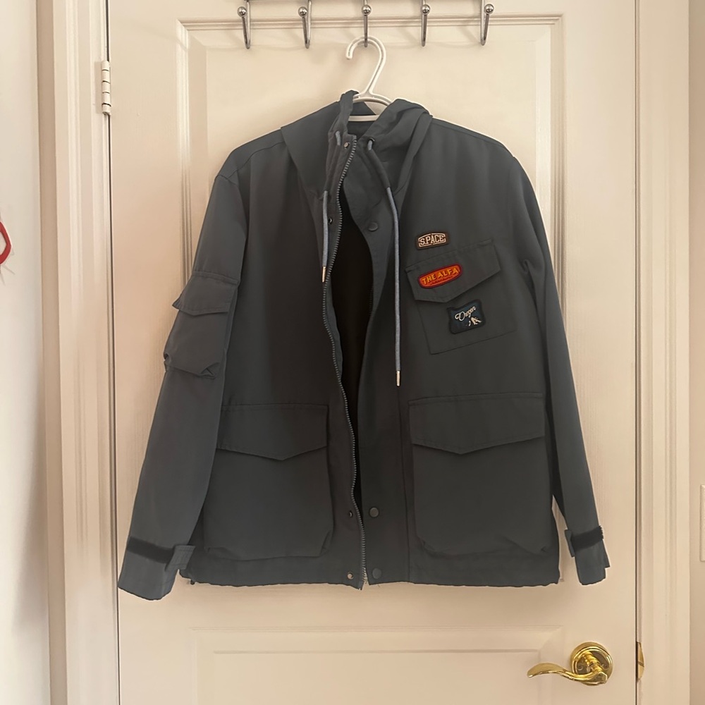 The Alfa Jacket with Hood, Pockets, and Patches - Unisex Fit